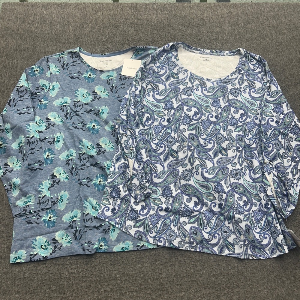 Croft & Barrow Plus Size 3X Classic Tee Crew Neck Shirt Top Set Long Sleeve